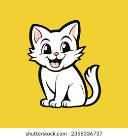 diseño simple lindo gato dibujos animados logotipo animal ilustración vectorial