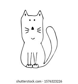 Simple cute cat doodle vector illustration.