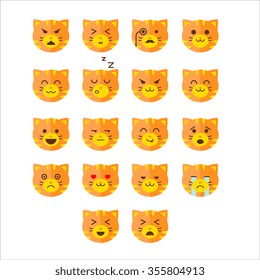 Simple cute cat emoticons with different emotions