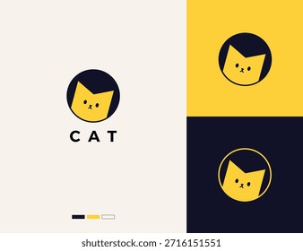 Logotipo lindo simple de la cara del gato. Logotipo del gato. Logotipo de la tienda de mascotas