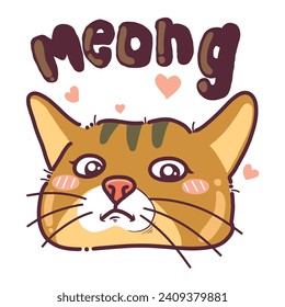 simple cute cat head with high resolution, suitable for designing children's clothes,