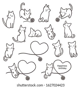 Simple and cute cat illustration material,
