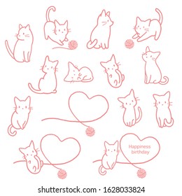 Simple and cute cat illustration material,