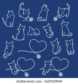 Simple and cute cat illustration material,