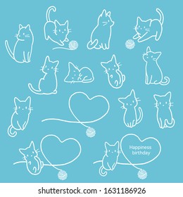 Simple and cute cat illustration material,