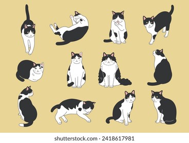 Conjunto de ilustraciones simples y lindas para gatos