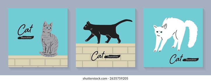 simple and cute Cat illustration set