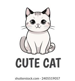 Simple cute cat logo illustration.