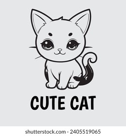 Simple cute cat logo illustration.