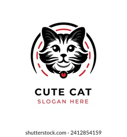 Logo simple de un gato lindo para mascotas