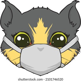 simple lindo gato con vector de máscara 