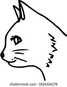 Ilustración de perfil de gato simple y linda