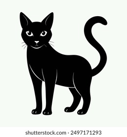 Simple and cute cat silhouette vector illustration