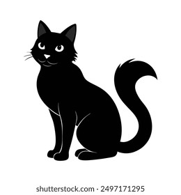 Simple and cute cat silhouette vector illustration