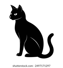 Simple and cute cat silhouette vector illustration