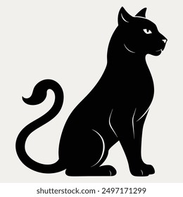 Simple and cute cat silhouette vector illustration