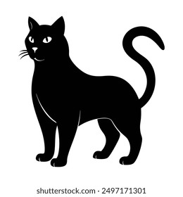 Simple and cute cat silhouette vector illustration