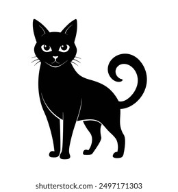 Simple and cute cat silhouette vector illustration