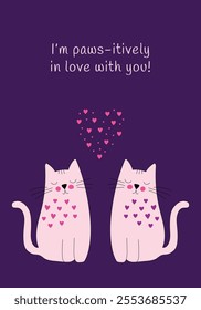 Simple and Cute Cat Valentine Artwork, Cat-Themed Valentine Greeting