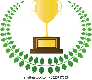 Certificado simple y lindo de ilustración de trofeo de elogio