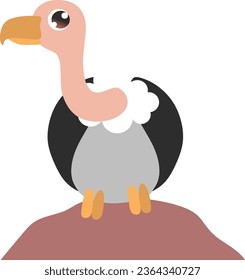 Simple cute characters of vultures