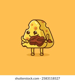 Simple cute cheese playing violin cartoon vector illustration Collection of cheese activities concept icon isolated