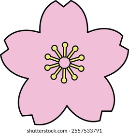 Simple and cute cherry blossom illustration