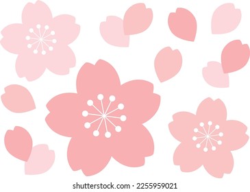 Simple and cute cherry blossom and petal icon illustration