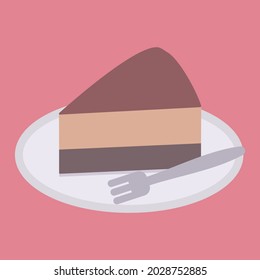 Simple And Cute Chocolate Cake Illustration