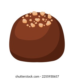 Simple cute chocolate stuffed nuts for Valentine gift. Vector illustration animated cartoon candy flat icon collection isolated