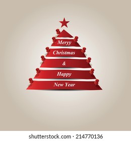 Simple and cute Christmas card with abstract Christmas tree