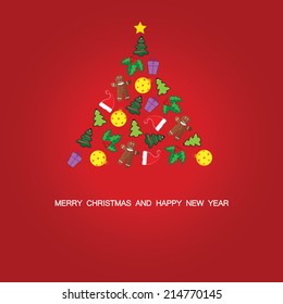 Simple and cute Christmas card with abstract Christmas tree