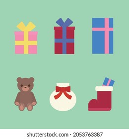 Simple And Cute Christmas Gift Illustration Set