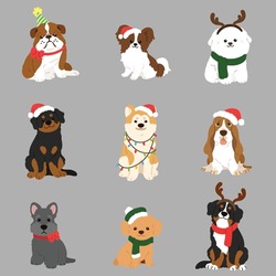 Simple And Cute Christmas Illustrations With Adorable Dogs 