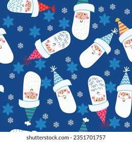 Simple and cute Christmas seamless pattern. Retro textile collection.