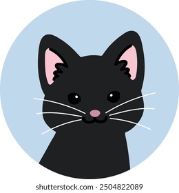 Icono de círculo simple y lindo Gato negro