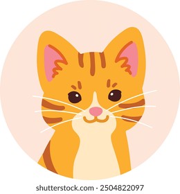 Simple and cute circle icon Ginger Cat