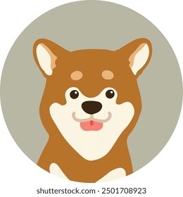 Einfache und niedliche Kreis-Symbol-Illustration von Shiba Inu