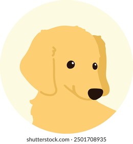 Simple and cute circle icon illustration of Miniature Dachshund