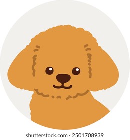 Einfache und niedliche Kreis-Symbol-Illustration von Toy Poodle