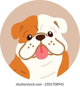 Simple and cute circle icon illustration of English Bulldog