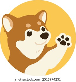 Einfache und niedliche Kreis-Symbol-Illustration von Shiba Inu Wellen