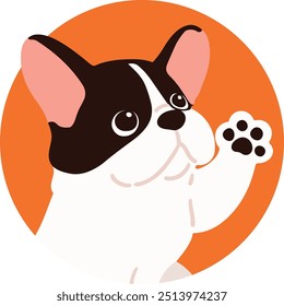 Simples e bonito ícone círculo ilustração de Bulldog francês ondulação