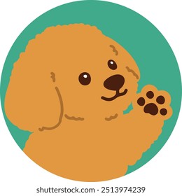 Ilustración simple y linda del icono del círculo del caniche del juguete que agita