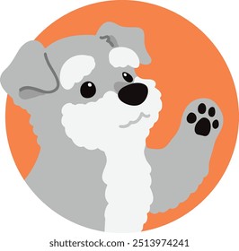 Simples e bonito ícone círculo ilustração de onda Schnauzer miniatura