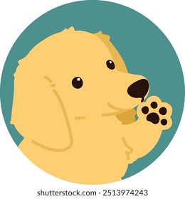 Simple and cute circle icon illustration of Miniature Dachshund waving