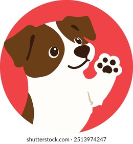 Simples e bonito ícone círculo ilustração de Jack Russell Terrier acenando