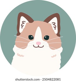Simple and cute circle icon Ragdoll Cat