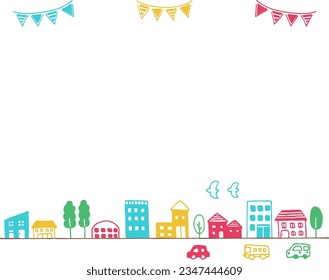 Simple and cute cityscape frame illustration