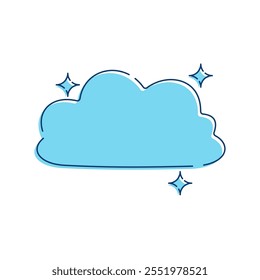 Simple and cute cloud vector illustration in blue color, cloud vector with blue color in hand drawn style isolated on a white background 